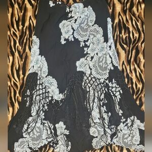 Dress Barn Vintage Lace/Fringe/Beaded Midi Skirt